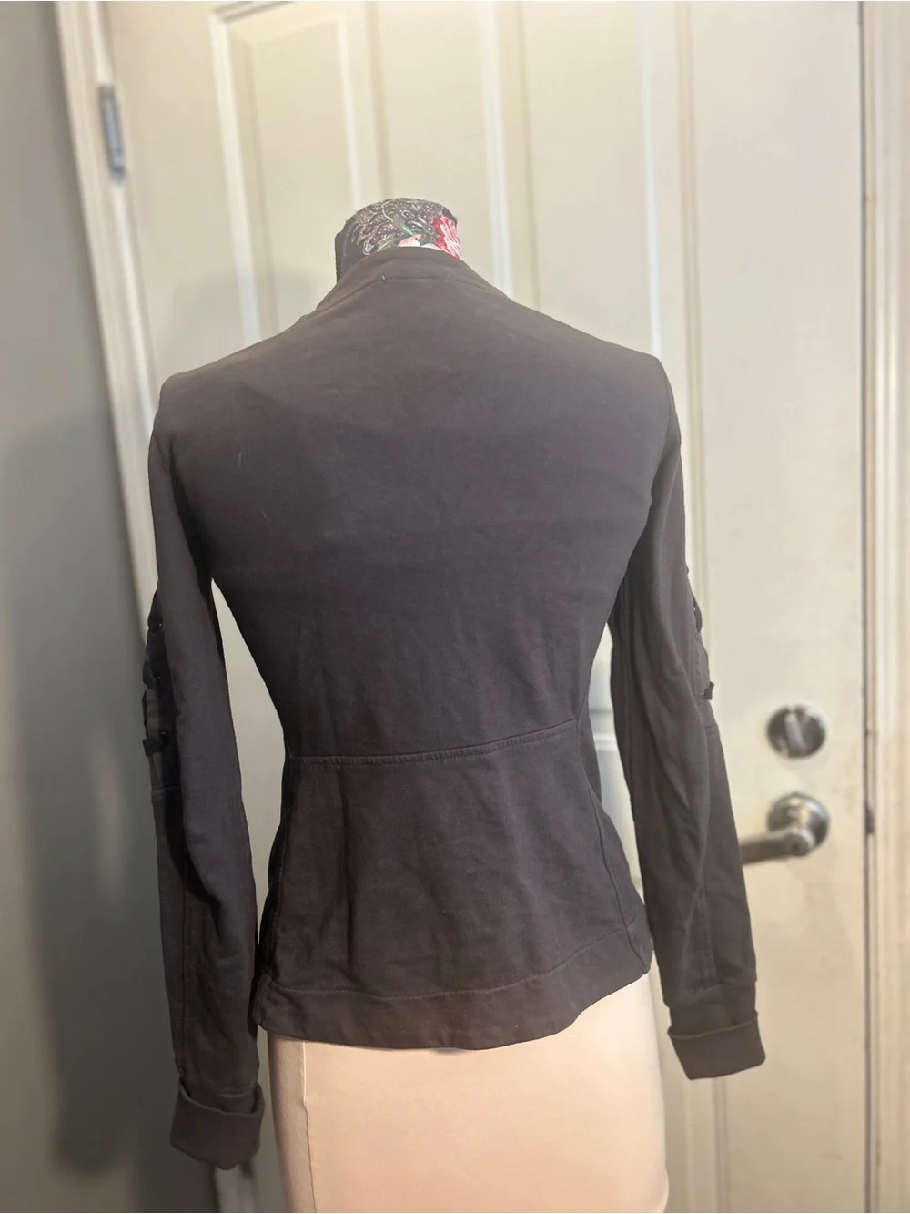 Prairie Underground Lace-Up Sleeve Jacket Brown Organic Cotton Small - Picture 3 of 4